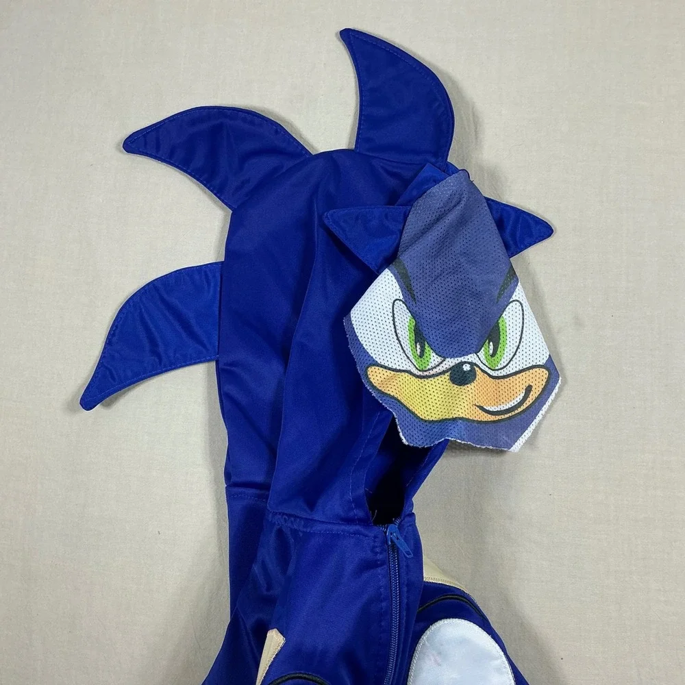 Sonic the Hedgehog Boys Blue Full Zip Hoodie Mask 3D Spikes Sega Size 4